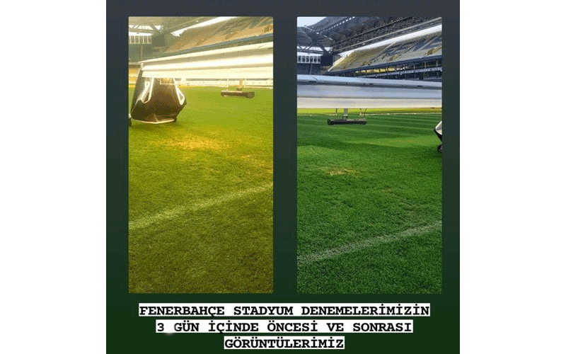 global-growlight-otomasyonlu çim bakım platformu fenerbahçe-şükrü-saraçoğlu-stadyum-denemesi-3-gün-içinde-öncesi-ve-sonrası